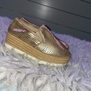 Metallic Gold Steve Madden Platform Casual Shoes